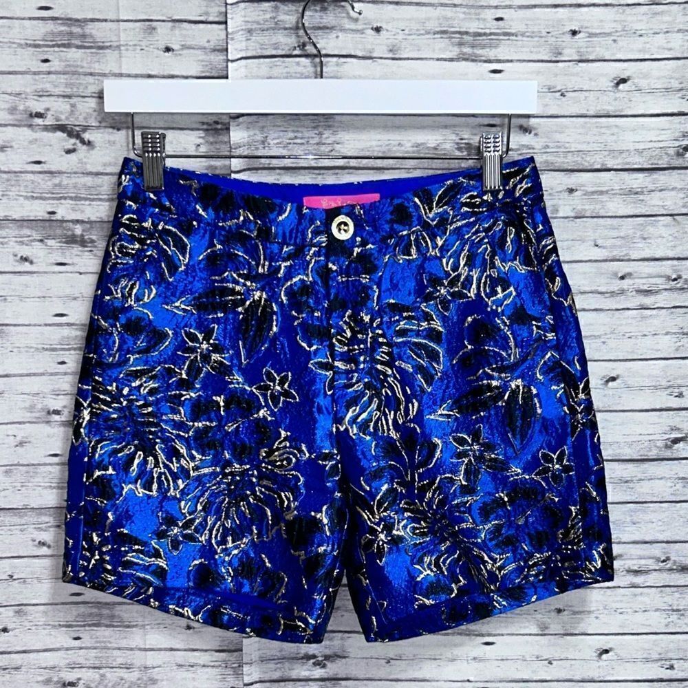 Lilly Pulitzer Callahan High Rise Shorts Twilight Floral Brocade